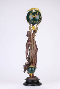 An American Ansonia Figural Swing Clock: An American Ansonia Figural Swing Clock (15 x 59.5cm,Weight 5.5kg)