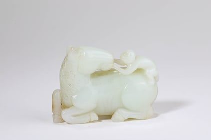 A Jade Carving of 'Mandarin on Horseback'