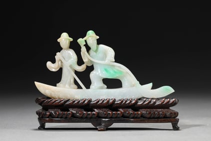 A Jadeite Carving of Boatman