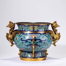 A Cloisonné Enamel 'Taotie' Censer