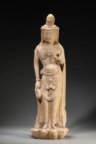 A White Marble Figure of Guanyin