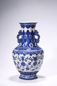 A Blue and White 'Floral-and-Wave' Vase