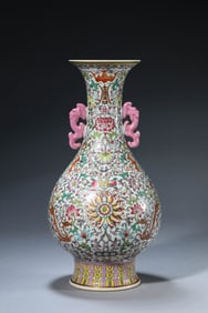 A Famille-Rose 'Lotus-and-Dragon' Vase