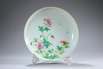 A Famille-Rose 'Butterfly-and-Flower' Dish