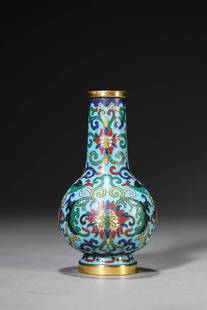A Cloisonné Enamel 'Lotus' Vase: A Cloisonné Enamel 'Lotus' Vase (6.5 x 11.8cm,Weight 251g)