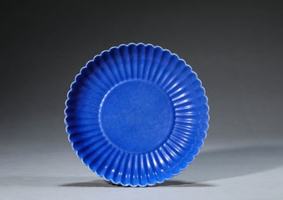 A Sacrificial-Blue Chrysanthemum-Form Dish