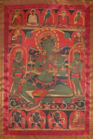 A Tibetan Guge-Style Thangka of Green Tara