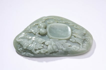A Jade 'Longevity-and-Poem' Brush Rest