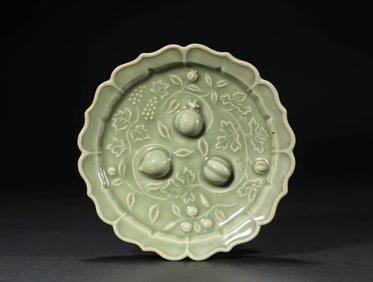 A Celadon 'Three Abundances' Lobed Dish