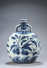 A Blue and White 'Lychee' Moonflask