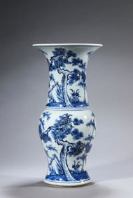 A Blue and White 'Three Friends of Winter' Gu