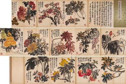 Wu Changshuo (1844-1927), attributed to, Flower Album Leaves
