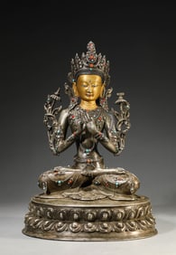 A Tibetan Silver Figure of Manjushri