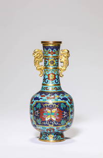 A Cloisonné Enamel 'Floral' Vase with Panels: A Cloisonné Enamel 'Floral' Vase with Panels (5.6 x 12.8cm,Weight 258g)