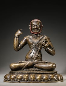 A Tibetan Silver-Inlaid Alloy Copper Figure of Mahasiddha