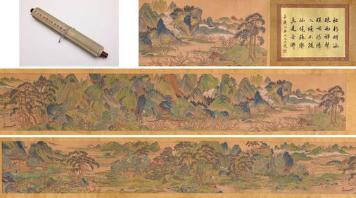 Qiu Ying (1494-1552), attributed to, Blue-Green Landscape Handscroll