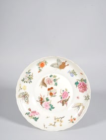 A Famille Rose Flower and Butterfly Dish