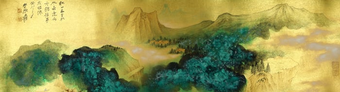 A CHINESE HAND PAINTING WITH THE MARK OF ZHANG DAQIAN