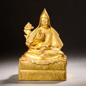 A Gilt Bronze Tsongkhapa Statue