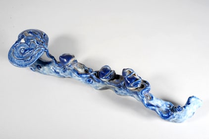 A Lapis Lazuli Glazed Lingzhi Ornament