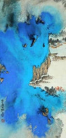 A CHINESE HAND PAINTING WITH THE MARK OF ZHANG DAQIAN