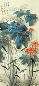 A CHINESE HAND PAINTING WITH THE MARK OF ZHANG DAQIAN