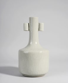 A Guan-Type Glazed Vase with Pierced Handles