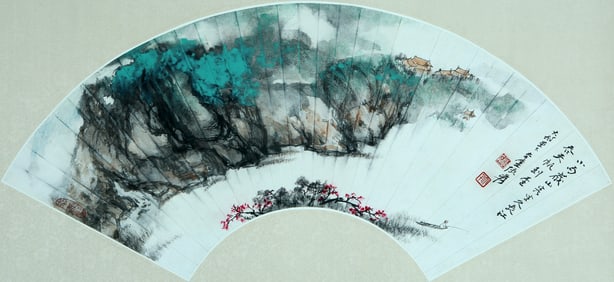 A CHINESE HAND PAINTING WITH THE MARK OF ZHANG DAQIAN