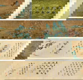A CHINESE LONG SCROLL HAND PAINTING WITH THE MARK OF DONG QICHANG