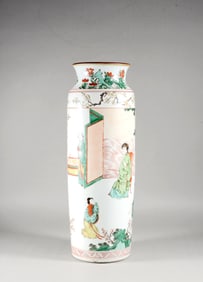 A Wucai Figure Cylinder Vase