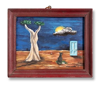AN OIL PAINTIN ON OIL ON MASONITE WITH THE MARK OF GERTRUDE ABERCROMBIE