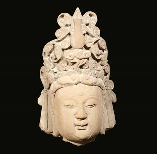 A Stone Buddha Head: A Stone Buddha Head H:53CM?W:33CM