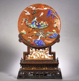 A Gemstone-Inlaid Table Screen