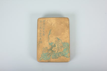 A Bronze Ink Box with Jin Cheng Painting