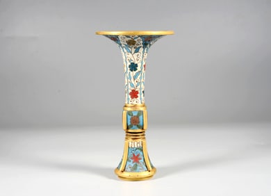 A Cloisonné Enamel Floral Hua Gu Vase