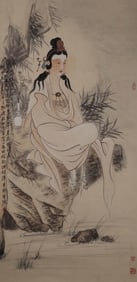 A CHINESE HAND PAINTING WITH THE MARK OF ZHANG DAQIAN