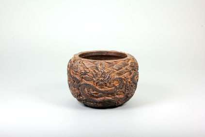 AN Agarwood Cloud-Dragon Pattern Water Jar