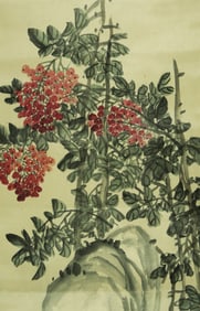 A CHINESE HAND PAINTING WITH THE MARK OF WU CHANGSHUO