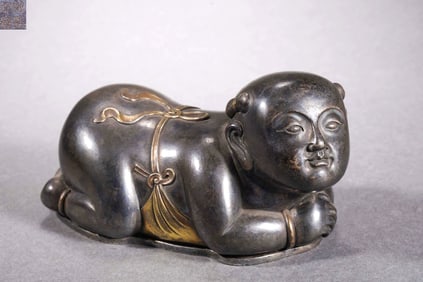A Silver Partially Gilt "Boy" Incense Box