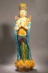 A Fahua Glazed Standing Guanyin