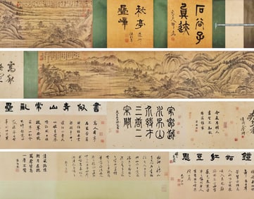A CHINESE LONG SCROLL HAND PAINTING WITH THE MARK OF WANG HUI