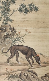 A CHINESE HAND PAINTING WITH THE MARK OF LANG SHINING