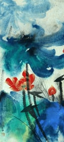 A CHINESE HAND PAINTING WITH THE MARK OF ZHANG DAQIAN