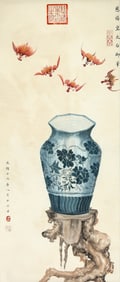 A CHINESE HAND PAINTING WITH THE MARK OF EMPRESS DOWAGER CI*I