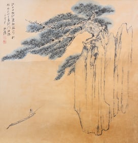 A CHINESE HAND PAINTING WITH THE MARK OF ZHANG DAQIAN