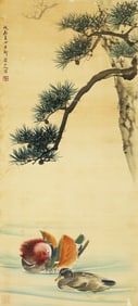A CHINESE HAND PAINTING WITH THE MARK OF HUA YAN