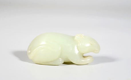 A Celadon and White Jade Rat