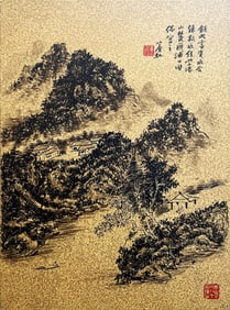 A CHINESE HAND PAINTING WITH THE MARK OF HUANG BINHONG