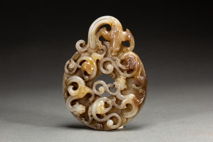Jade Carved Chi Dragon Pattern Bi