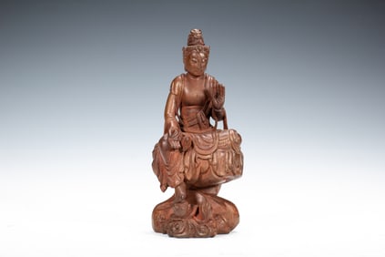 Agarwood Carved GuanYin Figure
